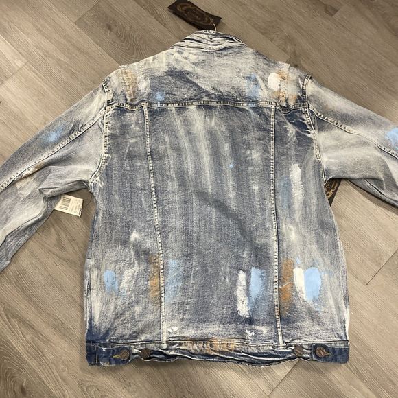 FWRD DENIM ICE BLUE/GOLD DENIM JACKET SIZE LARGE BOYS 14-16 NEW RETAIL 62 - Picture 4 of 4